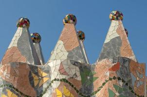 BARCELONA SPAIN 11 SEPTEMBER Roof of Casa Batllo on September 11, 2009 in Barcelona, Spain. A building restored by great catalan architect Antoni Gaudi. photo