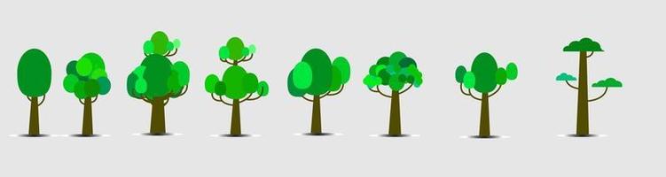 trees Collection set isolated on white background vector illustration