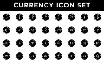 Currency Icons solid style vector design