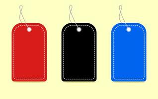 Blank tags sticker template in red, black and blue vector