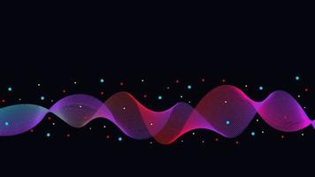 Black abstract background with colorful waves and dots vector