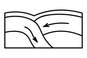 Movement of lithospheric plates.The arrows show the displacement of rocks. Earthquake sketch. vector