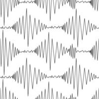 Seismogram. Recording earthquake shock activity. seismograph data. Seamless vector pattern. Outline on isolated background. Endless zigzag line. Sound wave.