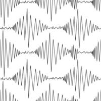 Seismogram. Recording earthquake shock activity. seismograph data. Seamless vector pattern. Outline on isolated background. Endless zigzag line. Sound wave.