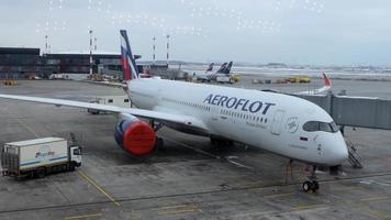 aeroflot Flugzeuge beim Scheremetjewo Flughafen video