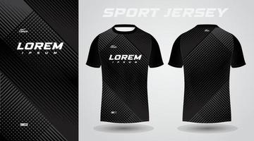 black soccer jersey or football jersey template design for sportswear. Football t-shirt mockup vector