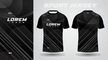 black soccer jersey or football jersey template design for sportswear. Football t-shirt mockup vector