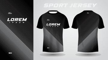 black soccer jersey or football jersey template design for sportswear. Football t-shirt mockup vector