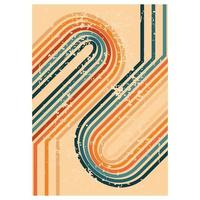 Retro vintage 70s style stripes background poster lines vector. vector