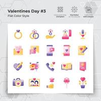 Valentine's day icons set in flat color style with wedding gifts and chat themed. A Collection of love and romance vector symbols for Valentine's Day celebration.