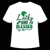 lucky and blessed St. Patrick's Day Shirt Print Template, Lucky Charms, Irish, everyone has a little luck Typography Design vector