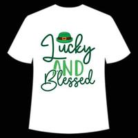 lucky and blessed St Patrick's Day Shirt Print Template, Lucky Charms, Irish, everyone has a little luck Typography Design vector