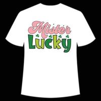 mister lucky St. Patrick's Day Shirt Print Template, Lucky Charms, Irish, everyone has a little luck Typography Design vector