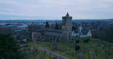 Holy Rude Church in Stirling, Scotland, Aerial view video