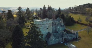 Aerial view of Drum Castle, in Scotland video