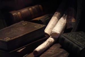 Old book and parchment detail photo