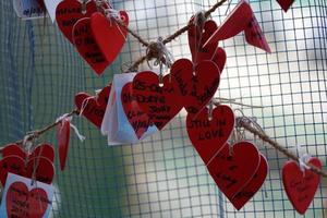 heart Love messages hanging on fisherman net photo