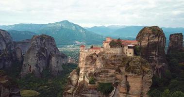 Aerial View Of The Mountains And Meteora Monasteries In Greece video