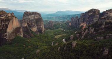 Aerial View Of The Mountains And Meteora Monasteries In Greece video