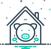 mix icon for pig in pigsty vector