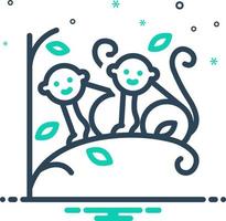 mix icon for monkey set on tree vector