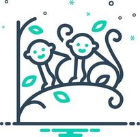 mix icon for monkey set on tree vector