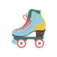 Classic nostalgic 80s-90s element in modern style flat. Hand drawn retro vector of quad roller skates, oldschool