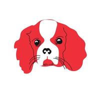 Blenheim Cavalier King Charles Spaniel Dog Head Vector Flat Design Illustration from Front View for Website Icon, Social Media and Blog Post for Dog Business Related