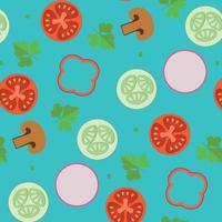 Seamless pattern with cut vegetables in cartoon style vector