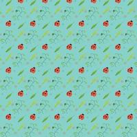 Spring pattern with ladybug and lily of the valley vector