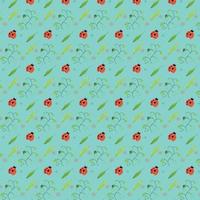 Spring pattern with ladybug and lily of the valley vector