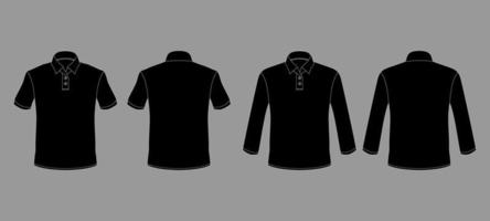 Black Outline Polo Mock Up Template vector