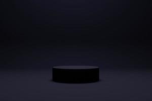 Black product background stand or podium pedestal on advertising display with blank backdrops. 3D rendering. photo