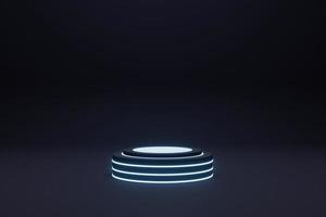 Dark Stage For Product Presentation And Glossy Podium Or Pedestal. 3d rendering photo