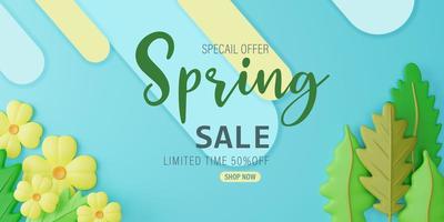 3d Rendering. Spring sale banner with beautiful colorful flower. Can be used for template, banners, wallpaper, flyers, invitation, posters, brochure, voucher discount. photo