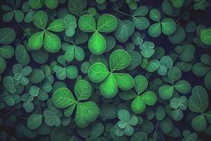 Saint Patrick's day green background. Green clover leaves pattern with copy space. photo