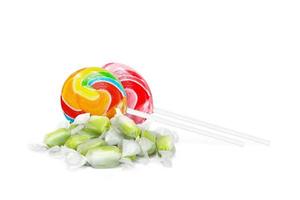 milk candy lollipop candy isolated on white background summer concept photo