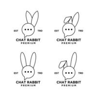 chat rabbit logo icon design illustration line set collection vector
