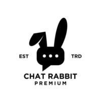 chat rabbit logo icon design illustration black vector