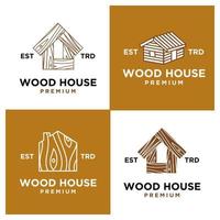 wood house logo icon design vector illustration set collection
