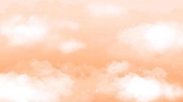 Cute orange sky with clouds and little star hand drawn background photo