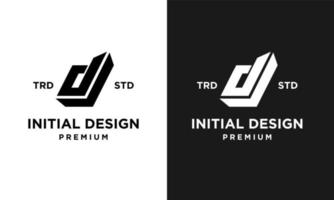 DJ inicial diseño letra logo vector