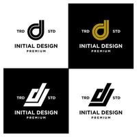 DJ inicial diseño letra conjunto colección logo vector