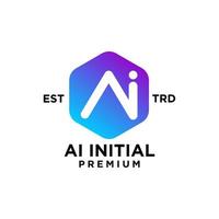 AI artificial intelligence Initial letter icon design logo vector