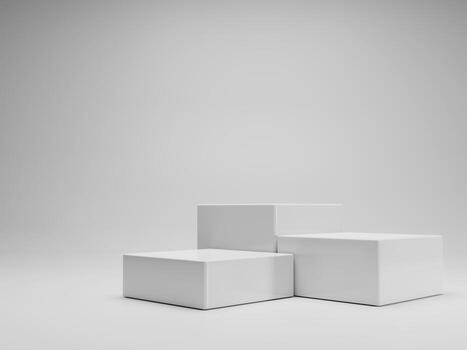 3D rendering white minimal rectangular pedestal podium for product display showcase on empty background. 3D mockup illustration photo