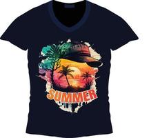 Summer vector tshirt design template, Summertime nature vacation retro vintage style