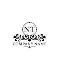 letter NT floral logo design. logo for women beauty salon massage cosmetic or spa brand vector