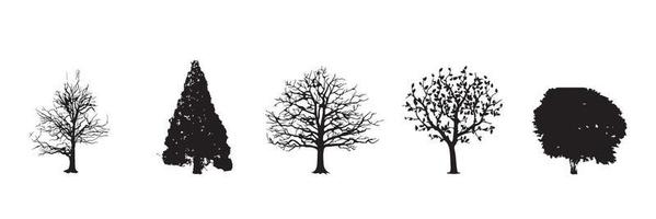 Set of trees silhouette isolated on white background vector