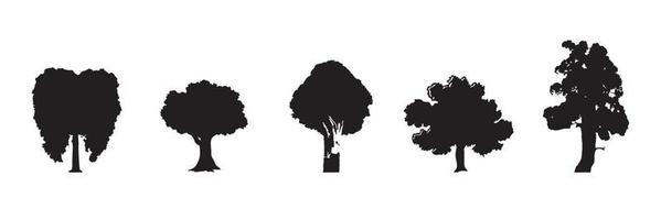 Set of trees silhouette isolated on white background vector