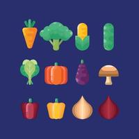 vegetales colección diseño en plano estilo vector